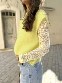 Women Knitted Sleeveless Top,Simple & Fashionable Casual EverydayWear,Christmas New Year - Yellow - View 10