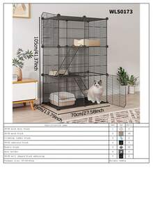 Multi-Layer Cat Cage With Litter Box, Indoor Cat Furniture, Pet Cat Home, Small Size - Multicolor - View 25