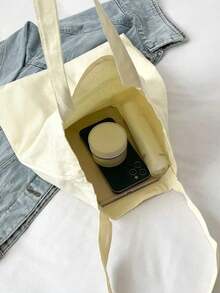 Cherry Pattern Casual Minimalist Shoulder Bag, Handbag Shoulder Bag, Minimalist Bohemian Style Handbag, Women's Gift, Suitable For Work, Travel, Shopping, Backpack, Large Capacity, Portable, Suitable For Teen Girls, Female College Students, White-Collar Workers, Very Suitable For Work, Return To School, High School, High School, University, Vacation , Bohemian Outfit For Women - Beige - View 5