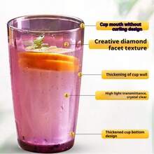 1pc 310ML/410ML Acrylic Multi-Color Dopamine Juice Cup, Beverage Cup, PC Material Household Plastic Cup, Cafe Large Capacity Water Cup, Diamond Pattern Highly Attractive Anti-Fall Anti-Hot, Stackable Outdoor Portable Set - Multicolor - View 7