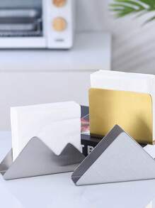 1pc Metal Napkin Holder,Silver Hollow Pattern,Stylish And Simple Gold Triangle Napkin Holder,Napkin Holders For Dining Table Restaurant Decoration, Modern Napkins Holder, Dining Table Napkin Holders For Kitchen (Gold,Silver,Black)