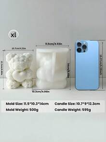 1 件 3D 心形玫瑰泰迪熊硅胶蜡烛模具 - DIY 情人节浪漫礼物，用于香薰蜡烛树脂工艺品婚礼家居装饰 - 白色 - 查看 19