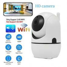 家庭安全摄像头，通过智能手机远程控制，360°全覆盖室内摄像头，WiFi，1080P 高清，夜视，人工智能运动检测，双向音频，USB 供电 - 白色 - 查看 2