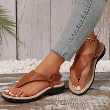 Sandals For Women Slip On Wedge Design Comfortable Step - 棕色 - 查看 10
