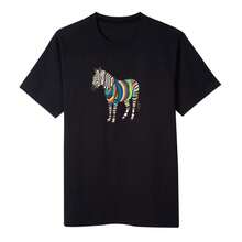 Zebra Brand, Peripheral Pattern Printing Summer Luxury Brand Pure Cotton Men's And Women's T-Shirts Short Sleeves - 黑色 - 查看 1