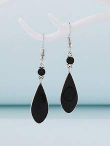 1 对简约法式水滴吊坠耳环，适合女士佩戴，适合派对、度假、通勤、休闲穿着，可作为礼物