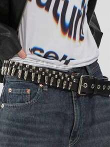 3/2/1皮带新款美式时尚子弹镶嵌腰带女装个性朋克装饰腰带ins网红风格礼物送父母朋友情侣情侣款