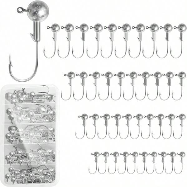Caja de 40 unidades de anzuelos de cabeza de jig para pesca en agua salada y dulce, kit de accesorios de pesca con 10 piezas de cada tamaño: 3,5 g, 5 g, 7 g y 10 g
