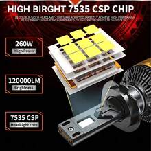 SEREE 2pcs 6000K LED Car Headlights - 120,000 Lumens High Brightness, FPWR Side-Emitting Design, 360° Beam Angle, N-Play Chip, Aluminum Alloy Housing, Plug & Play With External Driver For H3 Low/High Beam Upgrade - H3 - Xem 6