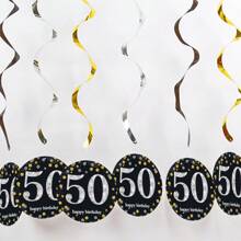 1set Rose Gold PVC Spiral Happy Birthday Swirl 18/21/30/40/50/60/70/80 Years Old Hanging Ornaments Birthday Party Decorations Birthday Decor