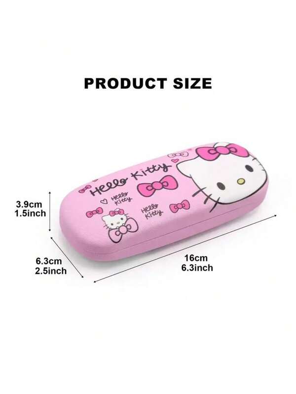Sanrio Estojos práticos para óculos de grau Kitty Cat, com estampa de desenho animado, anti-esmagamento e arranhões, para óculos de miopia