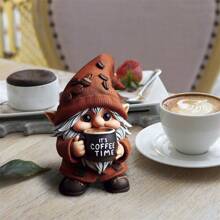 1 pièce Statue en résine de lutin 3D "Heure du café", Décorations de lutin "Heure du café", Lutins tenant des tasses de café, Décoration de maison de lutin miniature créative, Décorations pour amateurs de café et cadeaux créatifs