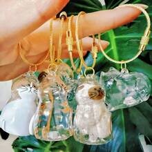1pc Cute Transparent Pet Cat Hair Collector Box Key Chain, Decorative Bag Hanger, Cat Hair Ball Storage Accessory, Suitable For Bags, Keys Decorations, Gifts For Friends And Family