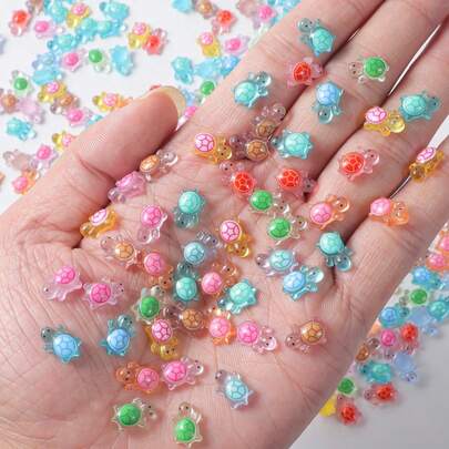 100pcs Mini Glowing Sea Turtle, Resin Material, Multiple Colors Available, Small Luminous Marine Animal Craft, Home Decor, Funny Ornament, Garden Landscape Decoration, Sea Turtle, Resin Animal, Mini