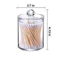 2 Pack Qtip Holder - Restroom Bathroom Organizers With Clear Plastic Apothecary Jars For Cotton Swab, Round Pads, Floss - Clear - View 9