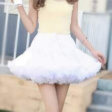 Womens 3-Layered Pleated Tulle Petticoat Tutu Puffy Party Cosplay Skirt - Màu vàng - Xem 10