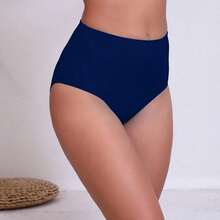 Women's High Waisted Swim Bottoms Swimsuit Full Coverage Bikini Bottoms - Navy - View 3