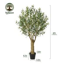 Olive Tree Artificial 8FT Tall - UV Resistant Faux Olive Trees With Strong Trunk For Indoor & Outdoor - Large Potted Silk Fake Plant For Indoor Home Living Room Office Patio Decor - màu xanh lá - Xem 11