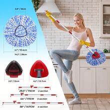 Local Delivery--Spin Mop Head And Brush Replacement Compatible With O Cedar EasyWring 1-Tank System, 4 Mop Replace Heads, 1 Handle, 1 Base And 1 Scrub Brush Combo Set 002 - Blue (2 Tank System) - 查看 5