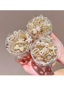 8 件装女士优雅仿珍珠发夹，多种金属迷你发夹，装饰性日常配饰及礼品，秋冬季花朵爪夹发饰，适合女士度假装扮和夏季海滩造型 - 白色 - 查看 3