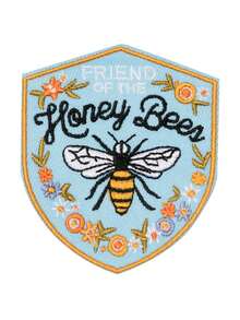 My Friend The Bee Delicate Embroidered Patch, Nature Insect Badge, Delicate Vintage Art Embroidery Dotted Decorative Patch, Iron On, For Jackets, Backpacks, Hats, Gold Embellishment - Multicolor - View 11