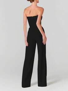Women's Solid Strapless Elegant Chic Straight Jumpsuit