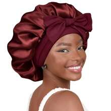 1 Piece Of Satin Hat, Silk Wrapped Hair With Sleeping Cap Tie, Women's Long Straight Curly Hair Care Cap, Beauty Headscarf Cap, Suitable For Bathroom, Sleep, Beauty, Fitness, Women's Hair Care Essential Supplies