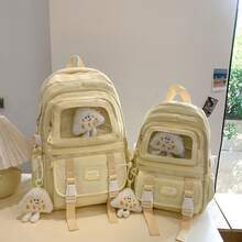 2024 新韓国ファッション小学生高校生スクールバッグ女性シンプルな大容量バックパックコンピュータバックパック - ホワイト - チェックする 8