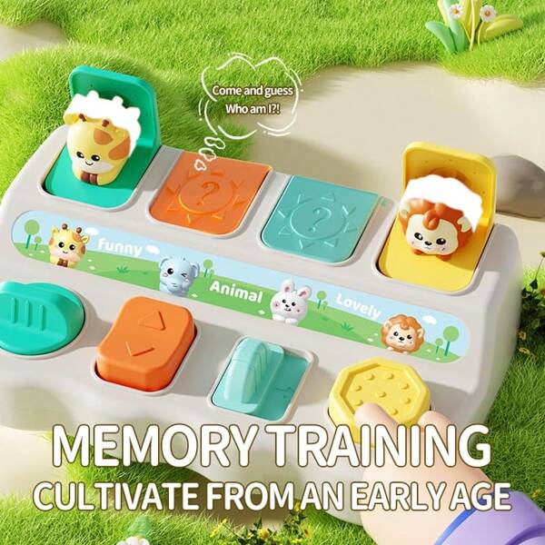 1 szt. Niespodzianka Pop-Up Animal Switch Box, zabawka sensoryczna, wczesna zabawka edukacyjna przyczynowo-skutkowa, utrzymuje ciągłe skupienie przez wiele godzin, bez baterii, najlepszy prezent świąteczny dla dzieci w wieku 18+ miesięcy, młodzież