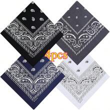 4 Pcs Cotton 27" X 27" Large Bandanas For Men  Women Multi Purpose Bandana Headbands Square Head Scarf - 多色-4 - 查看 1