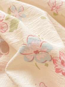 1pc Retro Romantic Floral Pattern Duvet Cover, Cute Rabbit Design, 100% Polyester, Super Soft Fabric, No Pillowcase, Machine Washable, Suitable For All Seasons