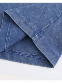 Earth Religious Cross With Retro Design Christian Jesus Printed Retro Washed T-Shirt, 230G, Retro Street Style. Simple And Versatile, Pure Cotton Is Of High Quality, Novel And Fashionable, And It Is A Must-Have Fashion T-Shirt For Spring And Summer. - Xanh đậm - Xem 4