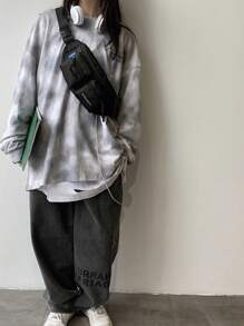 Bolsa de cintura de estilo Harajuku japonés, negra, de gran capacidad y versátil, bolso bandolera/cruzado unisex simple para estudiantes, bolsa deportiva impermeable de nylon, estilo universitario