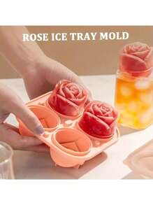 1/5 Stück 4 Rosen Eiswürfelform, Mehrzweck Schokolade, Gelee, Eiswürfelbehälter, RV Party Küche Kühlschrankausstattung, geeignet für Bäckerei, Schulmaterial, Sommer Eisbehälter & -form, Küchenausstattung, Silikon Rosen Eiswürfelform - Romantisches Cocktailzubehör für Gin Tonic & Champagner, wiederverwendbare Partydekoration, vegane Küchenutensilien, Weihnachtsgeschenk für sie, Barwerkzeuge mit Blumendesign