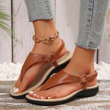 Sandals For Women Slip On Wedge Design Comfortable Step - 棕色 - 查看 1