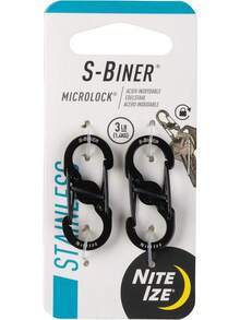 Nite Ize S-Biner MicroLock Stainless Steel - S-Biner With Locking Dual Sided - Keep Keys Secure With Carabiner Holder - Black (2 Pack) - New Colors Assorted - View 1
