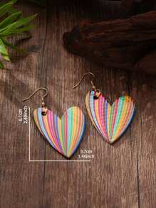Acrylic Pendant Earrings, Bohemian Style, Rainbow Heart Shape Glossy Design, Versatile For Daily, Beach, Vacation, Dates, Unique Gift For Her, Summer