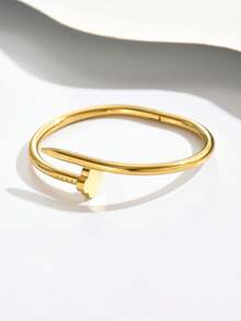 1 pieza Pulsera de acero inoxidable para mujer, adecuada para diversas ocasiones - Amarillo Oro - Ver 13