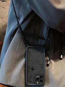 New Elegant Embossed Texture Thick Anti-Drop Handmade Braided Wrist Strap Detachable Crossbody Strap Phone Case With Map & Airplane Painting Compatible With Iphone 16/16 Pro/16 Pro Max/16 Plus/IPhone 15 Pro Max/7/8 Accessories Compatible With Iphone 15 Pro Max, IPhone 13, IPhone 14, IPhone 11 Pro, IPhone 12, IPhone XS, Portable Soft Protective Cover Waterproof Shockproof Scratch Resistant