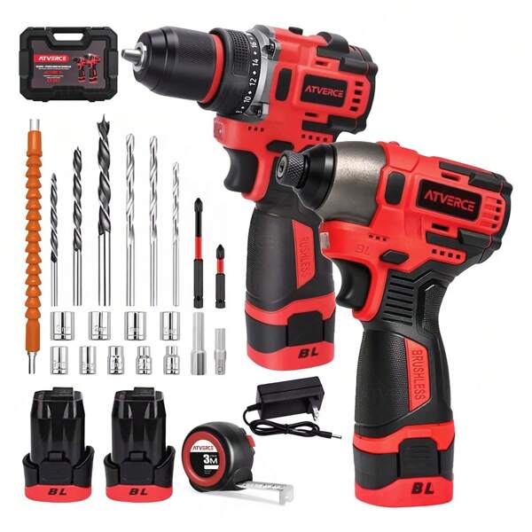 Kit De Sin Escobillas Atornillador De Taladro Y Impacto