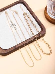 Set de 3 collares de cadena con diseño versátil y en capas, de moda
