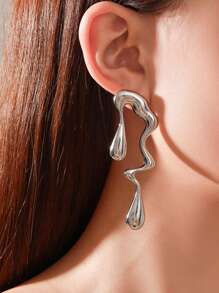 1 Pair Asymmetrical & Asymmetric Musical Note Design Earrings For Women, European/American Style