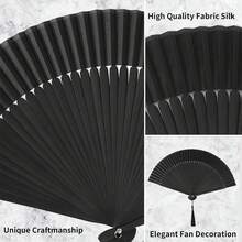 1pc Vintage Black Folding Hand Fan, Wooden Accordion Style Handheld Fan, Suitable For Performances, Weddings, Home Decor, Summer - Black - View 4