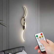 1pc USB Rechargeable LED Wall Light, Dimmable With Remote Control, 5V2A 4000mAh, 60/80cm LED Light Bar, Black Aluminum & Iron Material, Easy Installation, Suitable For Bedroom, Living Room, Hallway, Staircase, Dining Room And More - Rechargeable Remote Control - View 3