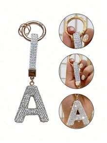 26 件英文字母形状水钻钥匙扣，闪亮钻石设计汽车钥匙扣，创意钥匙扣，通用，送给司机的礼物 - 均碼 - 查看 3