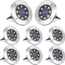 4/8/12/24pcs Solar Ground Lights, Outdoor 8LED Pathway Lights, Solar Garden Lights Landscape Lighting, Patio, Lawn, Driveway,White Light - White - View 9