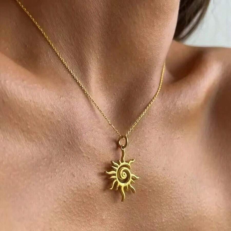 1 pièce Collier pendant délicat à rayons de soleil simples pour femmes - bijou pour port quotidien