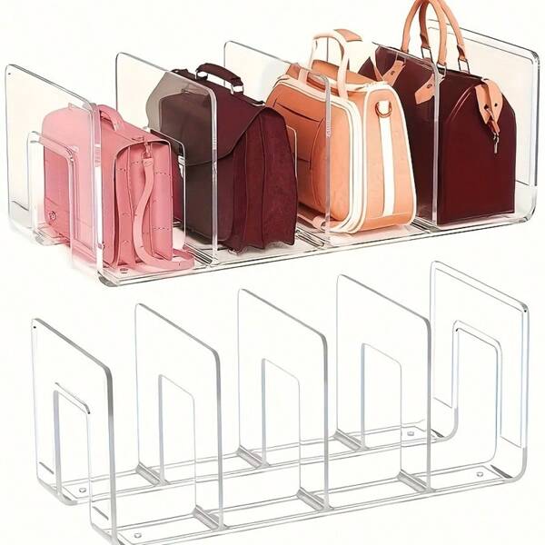 Organisateur de bureau étudiant transparent en 4 pièces - Étagère à fournitures de bureau - Sac dans un sac - Organisateur de maquillage - Support de mini-sac à main - Organisateur de sac à main transparent à 4 compartiments - Rangement de sac à main - Séparateur de rangement pour penderie - Convient pour les sacs à main, les cravates et les écharpes