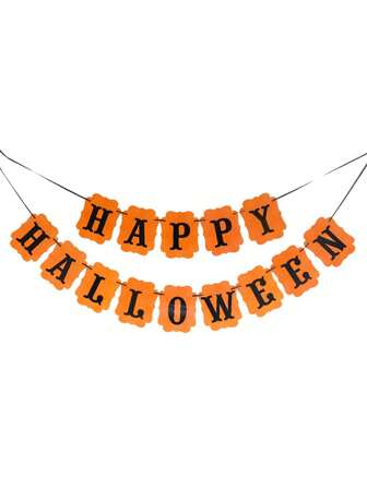 万圣节快乐横幅万圣节彩旗横幅花环与蜘蛛南瓜标志万圣节派对装饰万圣节装饰壁炉壁挂派对用品