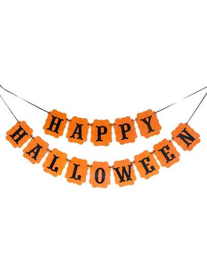 万圣节快乐横幅万圣节彩旗横幅花环与蜘蛛南瓜标志万圣节派对装饰万圣节装饰壁炉壁挂派对用品